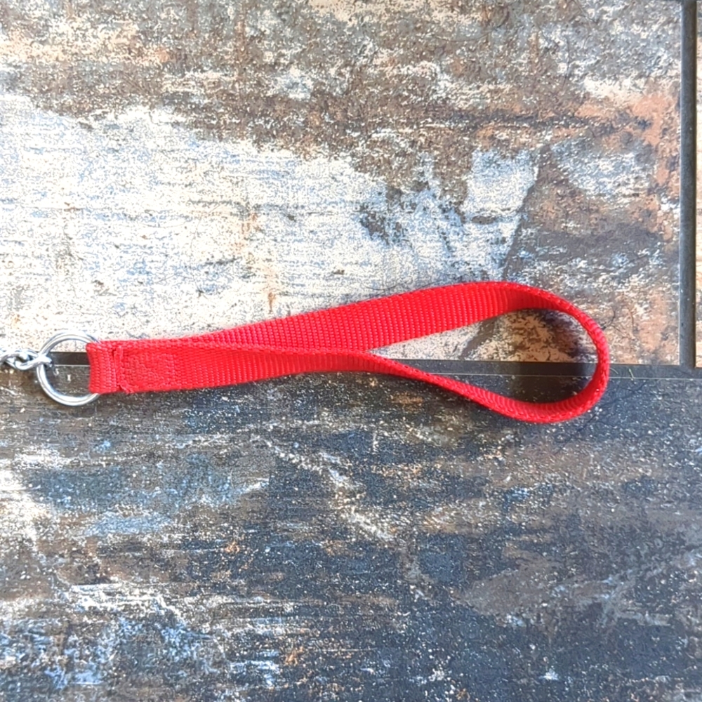Heavy Duty Dog Leash Red Mesh Handle 48" Long Silver Chain EUC - Picture 3 of 6
